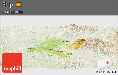 Physical Panoramic Map of Stip, lighten