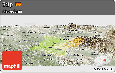Physical Panoramic Map of Stip, semi-desaturated