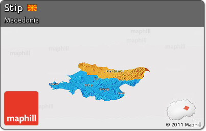 Political Panoramic Map of Stip, cropped outside