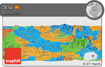 Political Panoramic Map of Stip