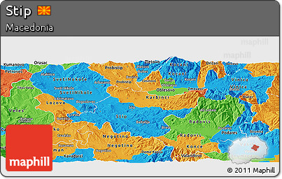 Political Panoramic Map of Stip