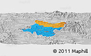 Political Panoramic Map of Stip, lighten, desaturated