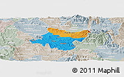 Political Panoramic Map of Stip, lighten, semi-desaturated