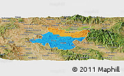 Political Panoramic Map of Stip, satellite outside
