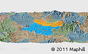 Political Panoramic Map of Stip, semi-desaturated