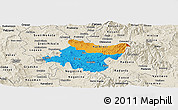 Political Panoramic Map of Stip, shaded relief outside