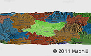 Political Shades Panoramic Map of Stip, darken