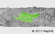 Political Shades Panoramic Map of Stip, desaturated