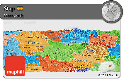 Political Shades Panoramic Map of Stip