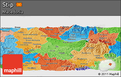 Political Shades Panoramic Map of Stip
