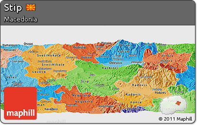 Political Shades Panoramic Map of Stip