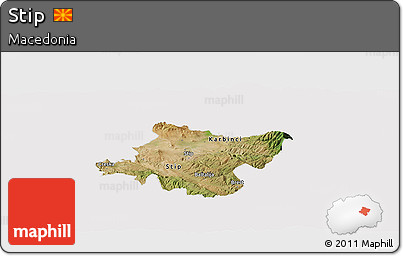 Satellite Panoramic Map of Stip, cropped outside