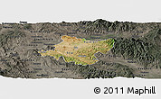 Satellite Panoramic Map of Stip, darken, semi-desaturated