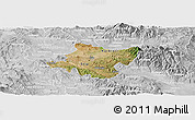 Satellite Panoramic Map of Stip, lighten, desaturated
