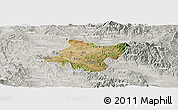 Satellite Panoramic Map of Stip, lighten, semi-desaturated