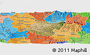 Satellite Panoramic Map of Stip, political shades outside