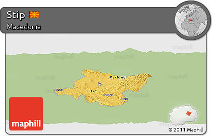 Savanna Style Panoramic Map of Stip, single color outside