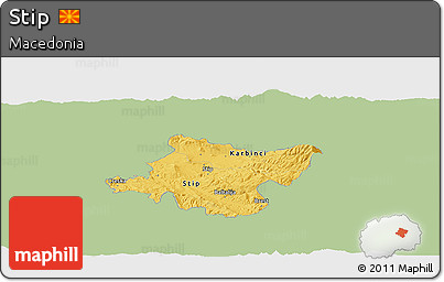 Savanna Style Panoramic Map of Stip, single color outside