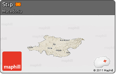 Shaded Relief Panoramic Map of Stip, cropped outside