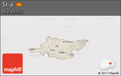 Shaded Relief Panoramic Map of Stip, cropped outside