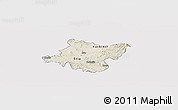 Shaded Relief Panoramic Map of Stip, cropped outside