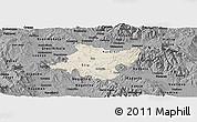 Shaded Relief Panoramic Map of Stip, darken, desaturated