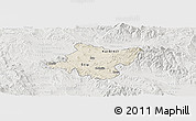 Shaded Relief Panoramic Map of Stip, lighten, semi-desaturated