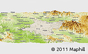 Shaded Relief Panoramic Map of Stip, physical outside