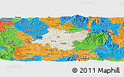 Shaded Relief Panoramic Map of Stip, political outside
