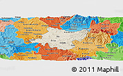 Shaded Relief Panoramic Map of Stip, political shades outside