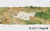 Shaded Relief Panoramic Map of Stip, satellite outside