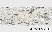 Shaded Relief Panoramic Map of Stip, semi-desaturated