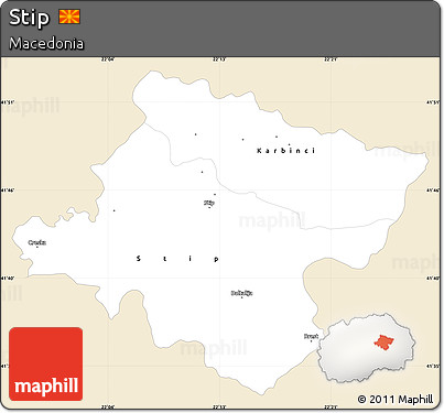 Classic Style Simple Map of Stip, single color outside