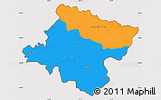 Political Simple Map of Stip, cropped outside
