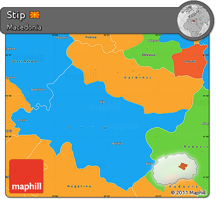 Political Simple Map of Stip