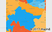 Political Simple Map of Stip, political shades outside