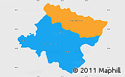 Political Simple Map of Stip, single color outside