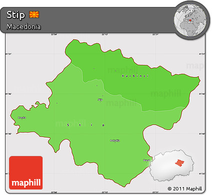 Political Shades Simple Map of Stip, cropped outside