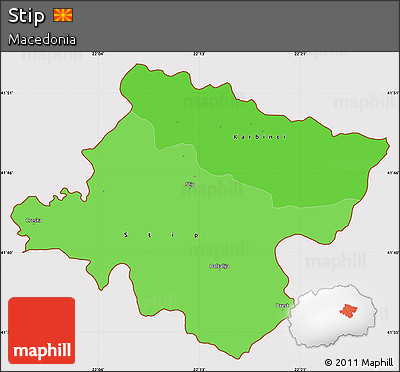 Political Shades Simple Map of Stip, cropped outside