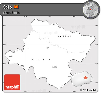 Silver Style Simple Map of Stip, cropped outside