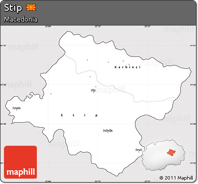 Silver Style Simple Map of Stip, cropped outside