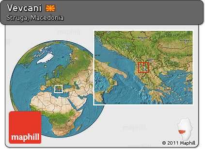Satellite Location Map of Vevcani, highlighted parent region