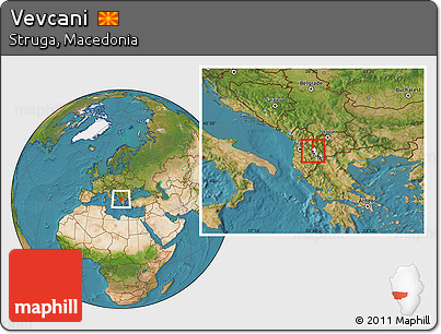 Satellite Location Map of Vevcani, highlighted parent region