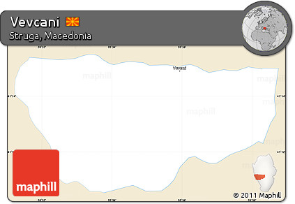 Classic Style Simple Map of Vevcani, single color outside