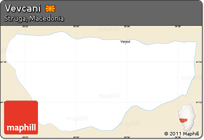 Classic Style Simple Map of Vevcani, single color outside