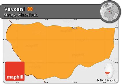 Political Simple Map of Vevcani, single color outside, borders and labels