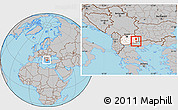 Gray Location Map of Kuklis, highlighted country, within the entire country