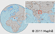 Gray Location Map of Kuklis, highlighted parent region, hill shading