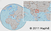 Gray Location Map of Kuklis, hill shading