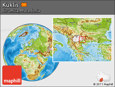 Physical Location Map of Kuklis, highlighted country
